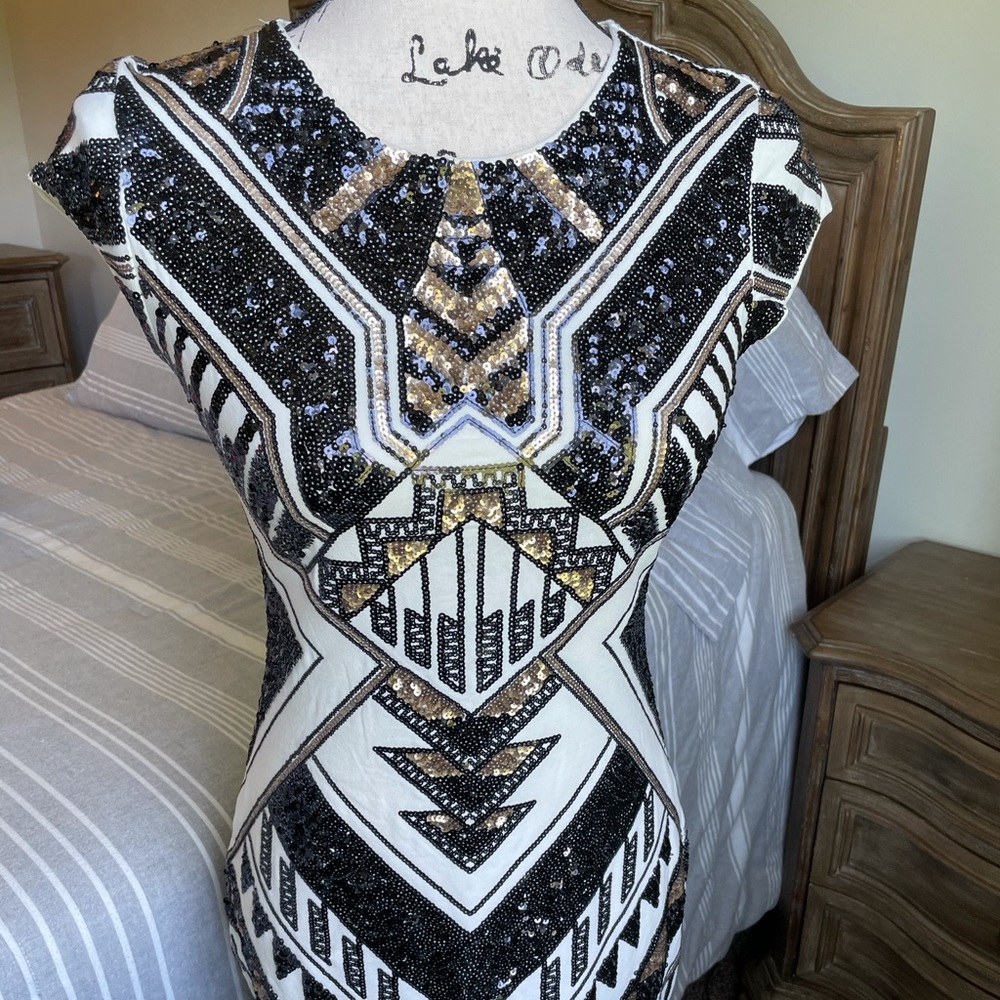 Express sequin bodycon dress Aztec print xs